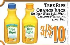 Trade Fair Supermarket Tree Ripe orange juice offer