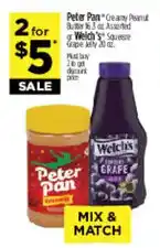 Dollar General Peter Pan creamy peanut butter or Welch's grape jelly offer