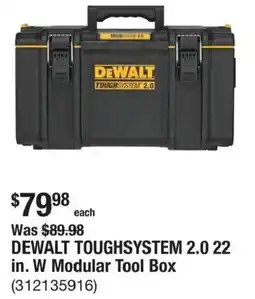 The Home Depot DeWalt toughsystem 2.0 22 in. w modular tool box offer