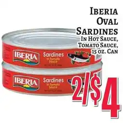 Trade Fair Supermarket Iberia oval sardines in hot sauce, tomato sauce offer