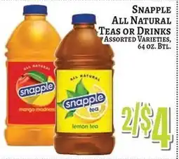Trade Fair Supermarket Snapple all natural teas or drinks offer