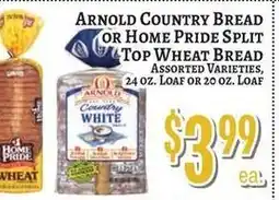 Trade Fair Supermarket Arnold country bread or home pride split top wheat bread offer