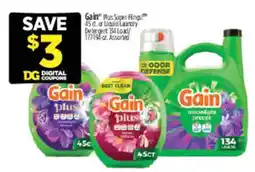 Dollar General Gain plus super hing laundry detergent offer