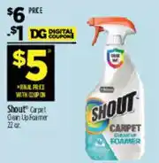 Dollar General Shout carpet clean up foamer offer