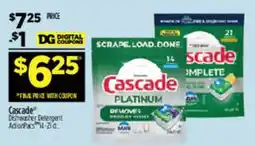 Dollar General Cascade Platinum Dishwasher Detergent offer