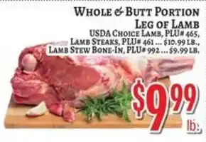 Trade Fair Supermarket Whole & Butt Portion Leg of Lamb offer