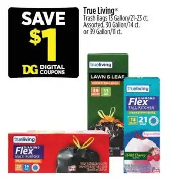 Dollar General True Living trash bags offer
