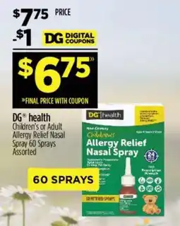 Dollar General DG health Children's or Adult Allergy Relief Nasal Spray offer