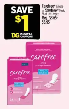 Dollar General Carefree Liners or Stayfree Pads offer