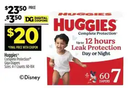 Dollar General Huggies complete protection giga diapers offer