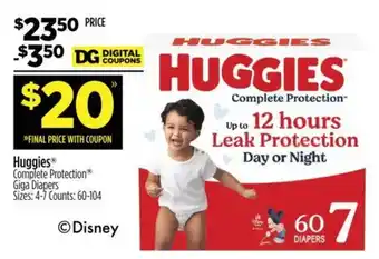 Dollar General Huggies complete protection giga diapers offer