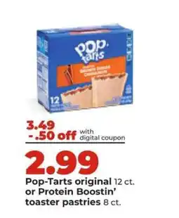 Hy-Vee Pop-Tarts original or Protein Boostin' toaster pastries offer