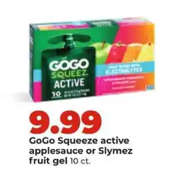Hy-Vee GoGo Squeeze active applesauce or Slymez fruit gel offer