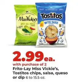 Hy-Vee Frito-Lay Miss Vickie's, Tostitos offer