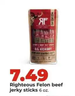 Hy-Vee Righteous Felon beef jerky sticks offer