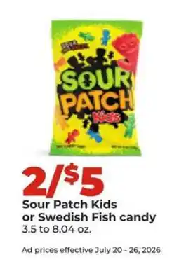 Hy-Vee Sour Patch Kids or Swedish Fish Candy offer