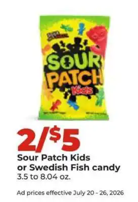 Hy-Vee Sour Patch Kids or Swedish Fish Candy offer