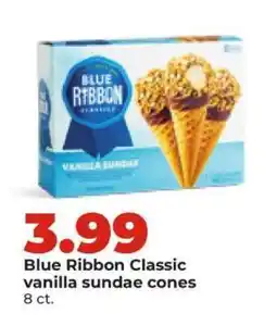 Hy-Vee Blue Ribbon Classic vanilla sundae cones offer