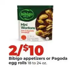 Hy-Vee Bibigo appetizers or Pagoda egg rolls offer