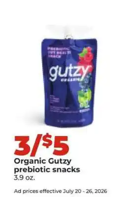 Hy-Vee Organic Gutzy prebiotic snacks offer