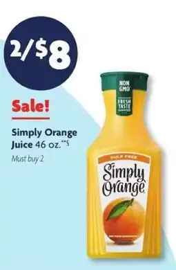 Family Dollar Simply Orange Juice offer