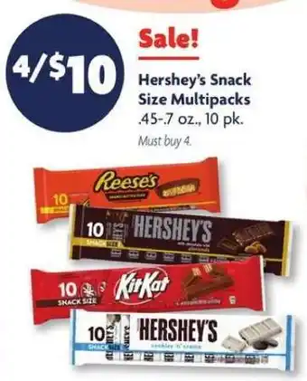 Family Dollar Hershey's Snack Size Multipacks offer