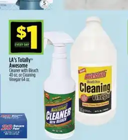 Dollar General LA's Totally Awesome Cleaner with Bleach 40 oz. or Cleaning Vinegar 64 oz offer