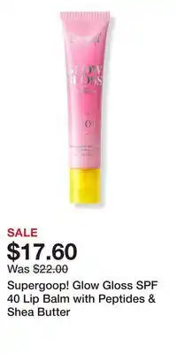 Ulta Beauty Supergoop! Glow Gloss SPF 40 Lip Balm with Peptides & Shea Butter offer