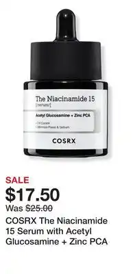 Ulta Beauty COSRX The Niacinamide 15 Serum with Acetyl Glucosamine + Zinc PCA offer