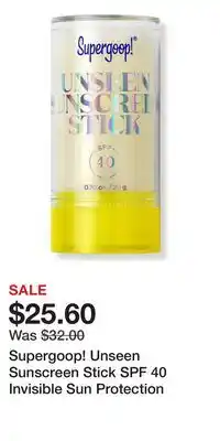 Ulta Beauty Supergoop! Unseen Sunscreen Stick SPF 40 Invisible Sun Protection offer