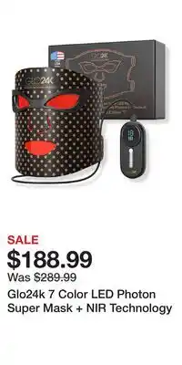 Ulta Beauty Glo24k 7 Color LED Photon Super Mask + NIR Technology offer