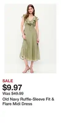 Old Navy Old Navy Ruffle-Sleeve Fit & Flare Midi Dress offer