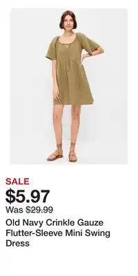 Old Navy Old Navy Crinkle Gauze Flutter-Sleeve Mini Swing Dress offer