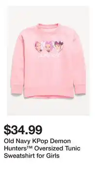 Old Navy Old Navy KPop Demon Hunters Oversized Tunic Sweatshirt for Girls offer