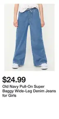 Old Navy Old Navy Pull-On Super Baggy Wide-Leg Denim Jeans for Girls offer