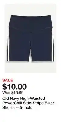 Old Navy Old Navy High-Waisted PowerChill Side-Stripe Biker Shorts -- 5-inch inseam offer