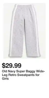 Old Navy Old Navy Super Baggy Wide-Leg Retro Sweatpants for Girls offer