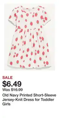 Old Navy Old Navy Printed Short-Sleeve Jersey-Knit Dress for Toddler Girls offer