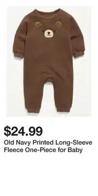 Old Navy Old Navy Printed Long-Sleeve Fleece One-Piece for Baby offer