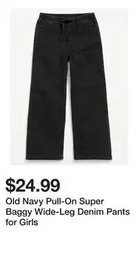 Old Navy Old Navy Pull-On Super Baggy Wide-Leg Denim Pants for Girls offer