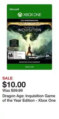 Game Stop Dragon Age: Inquisition Game of the Year Edition - Xbox One offer