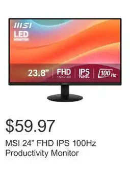 Costco MSI 24 FHD IPS 100Hz Productivity Monitor offer