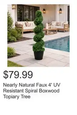 Costco Nearly Natural Faux 4' UV Resistant Spiral Boxwood Topiary Tree offer