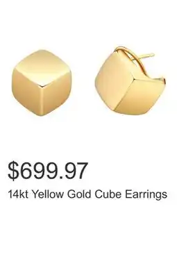 Costco 14kt Yellow Gold Cube Earrings offer