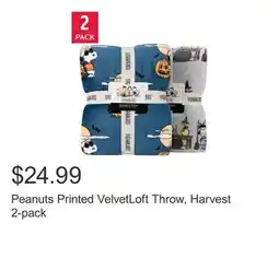 Costco Peanuts Printed VelvetLoft Throw, Harvest 2-pack offer