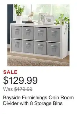 Costco Bayside Furnishings Onin Room Divider with 8 Storage Bins offer