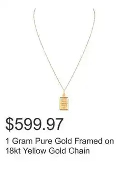 Costco 1 Gram Pure Gold Framed on 18kt Yellow Gold Chain offer