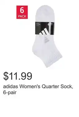 Costco adidas Women's Quarter Sock, 6-pair offer