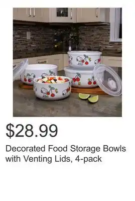 Costco Decorated Food Storage Bowls with Venting Lids, 4-pack offer