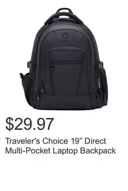 Costco Traveler's Choice 19 Direct Multi-Pocket Laptop Backpack offer